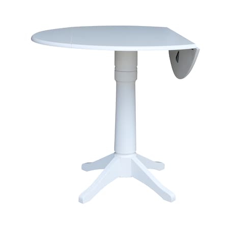 International Concepts Round 42, Round dual drop Leaf Pedestal Table, 42.3  inH, White, 42 W, 42 L, 42.3 in H, Wood, White K08-42DPT-27B-6B-2